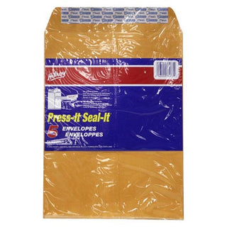 Kraft Envelopes Press and Seal 9in x 12in 5pk D12