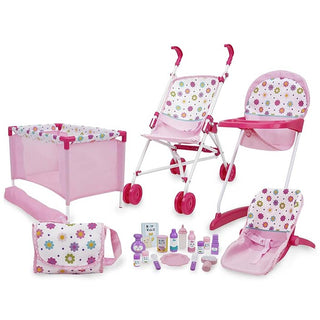 Doll Play Set Spring Pink Print 21pc