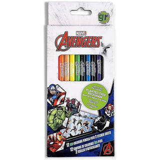 Marvel Avengers Coloring Pencils 12pc w Bonus Stickers