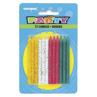 Glitter Birthday Candles Multi Colour 12pk