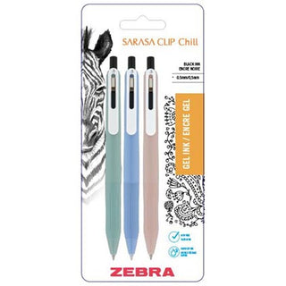 Zebra Sarasa Clip Chill Gel Pen 3pk