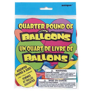 Quarter Pound Latex Balloons Clear Asst Size