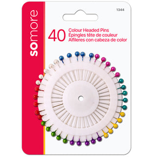 Symak Colour Headed Pins 40pk