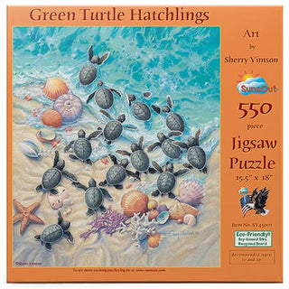 Sunsout Puzzle  550pc Green Turtle Hatchlings
