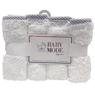 Grey and White Stripe Trim Washcloth 4pk