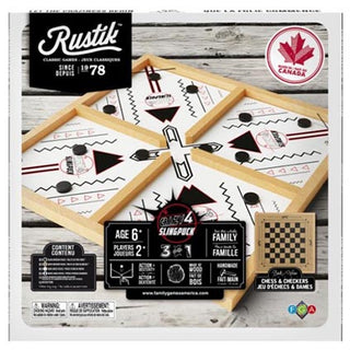 Rustik 3 in 1 Crazy 4 Sling Puck Chess Checkers