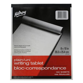Hilroy Writing Tablet Plain 100 Sheet 8in x 10in