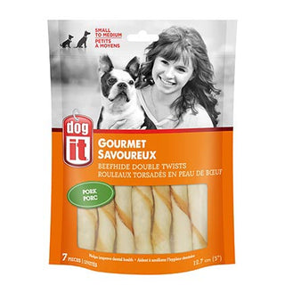 Dogit Beefhide Double Twist Pork 5in 7pk