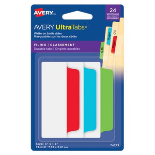 Avery Ultratabs Filing Tabs 3in x 1.5in Primary Asst