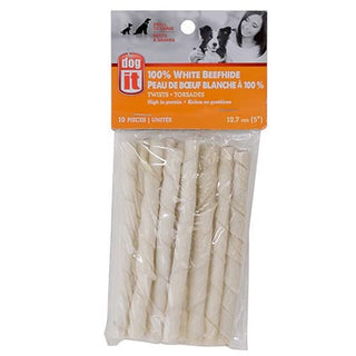 Dogit White Beefhide Twists 5in 10pk