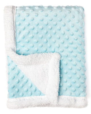 White and Blue Popcorn Sherpa Baby Blanket