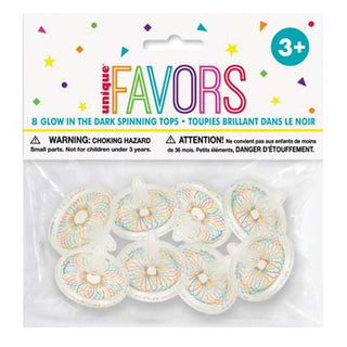 Party Favours Glow In The Dark Spinning Tops 8pk