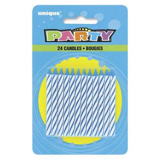 Spiral Birthday Candles Blue 24pk