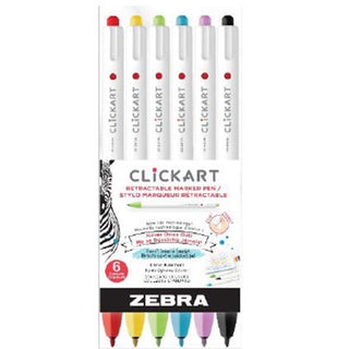 Zebra ClickArt Retractable Marker Pen 6pk