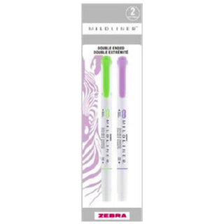 Zebra Midliner Highlighter 2pk Polybag Green Violet 12 pc Clip Strip