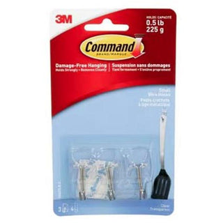 Command Small Clear Wire Hooks With Clear Strips