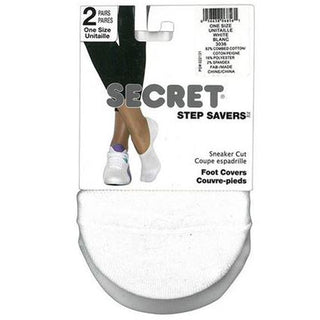 Secret 03036R Step Savers Sneaker Cut Cotton Footcover 2pk White One Size D3