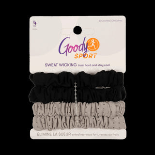 Goody Sport Thin Scrunchie Black Grey 4pk D3