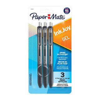 Paper Mate Inkjoy Gel Retractable Ballpoint Pen 0.7 Black 3pk