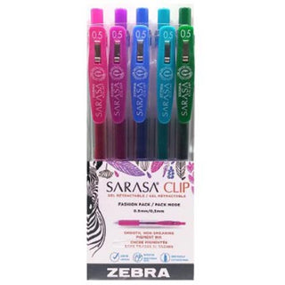 Zebra Sarasa Clip Asst Fashion Colours 5pk