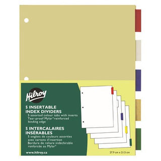 Hilroy Binder Index Divider 5 Insertable Tabs