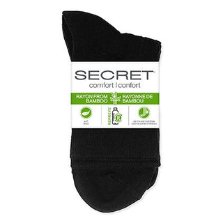 Secret Se0099 Secret Comfort Bamboo Ribbed Turn Cuff 3pk Black D3