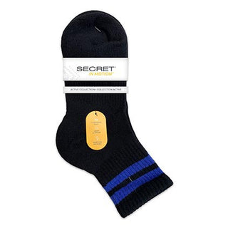 Secret Se0089 Stripes Mid Crew 3Pk Pr Gry Blk Asst D3