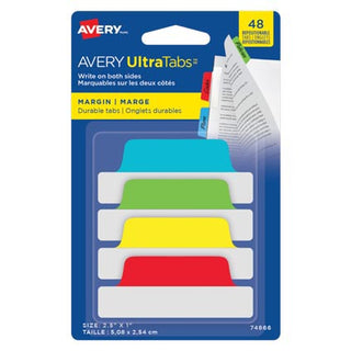 Avery Ultratabs Margin Tabs 2.5in x 1in Primary Asst