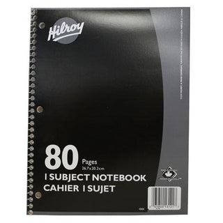 Hilroy Coiled Notebook 1 Subject 80 Page Asst