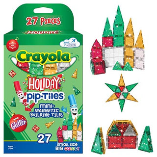Crayola Holiday Glitter Mini PIP Magnetic Tiles 27pc