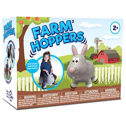Farm Hoppers Animal Bouncers Rabbit, Grey – Famous Toys