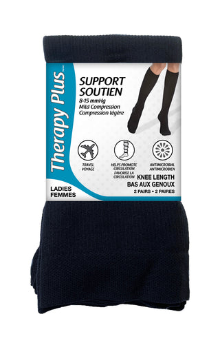 Therapy Plus 59042A Compression Support Knee Length 2Pr Dark Navy Sz 9 to 11 D3