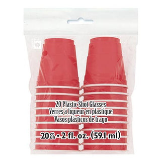 Red Plastic Shot Glass 20pk