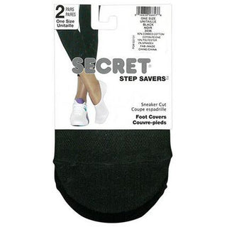 Secret 03036R Step Savers Sneaker Cut Cotton Footcover 2pk Black One Size  D3