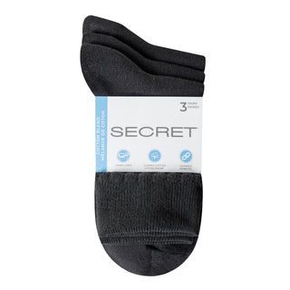 Secret 6033A Comfort Cotton Blend Plain Cuff 3Prs Black Sz 9 to 11 D3