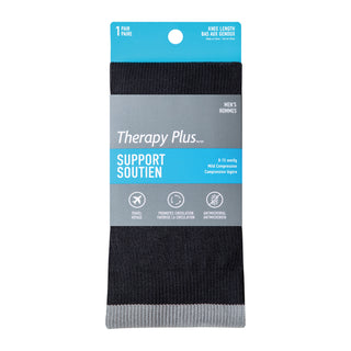 Therapy 59108A Plus Mens Fashion Compression Knee Length  1Pr Blk Sz 10 to 13 D3