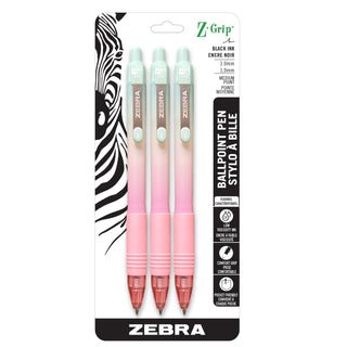 Zebra Zgrip Ball Point 1mm Pen Black 3pk