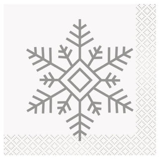 Silver and Gold Holiday Snowflake Beverage Napkin