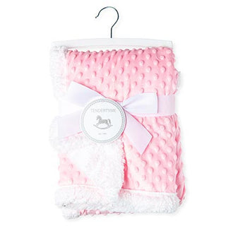 White and Pink Popcorn Sherpa Baby Blanket