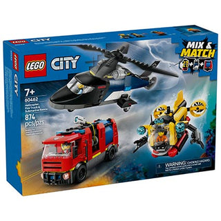Lego City Great Vehicles Helicopter Fire Truck and Submarine Remix 874pcs